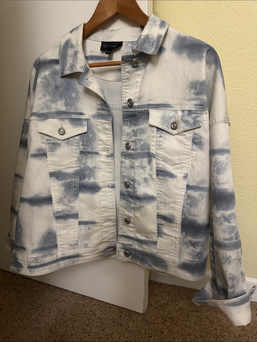 Tie-Dye Denim Jacket - White & Light Blue - Picture 2 of 5